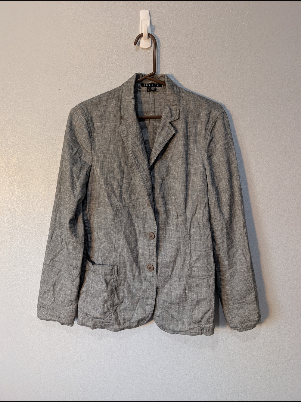 Theory Heather Gray Linen Blend Blazer